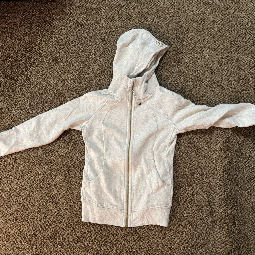 Lululemon Heathers Cream scuba Zip-Up Hoodie